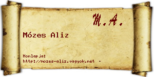 Mózes Aliz névjegykártya